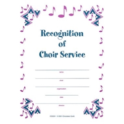 Recognition of Choir Service Certificate