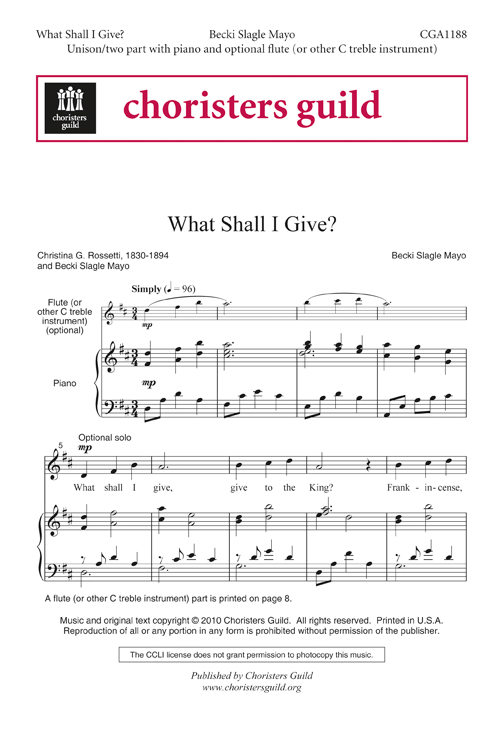 What Shall I Give? (Digital Download Accompaniment Track)