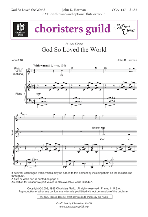 God So Loved the World (Digital Download Accompaniment Track)