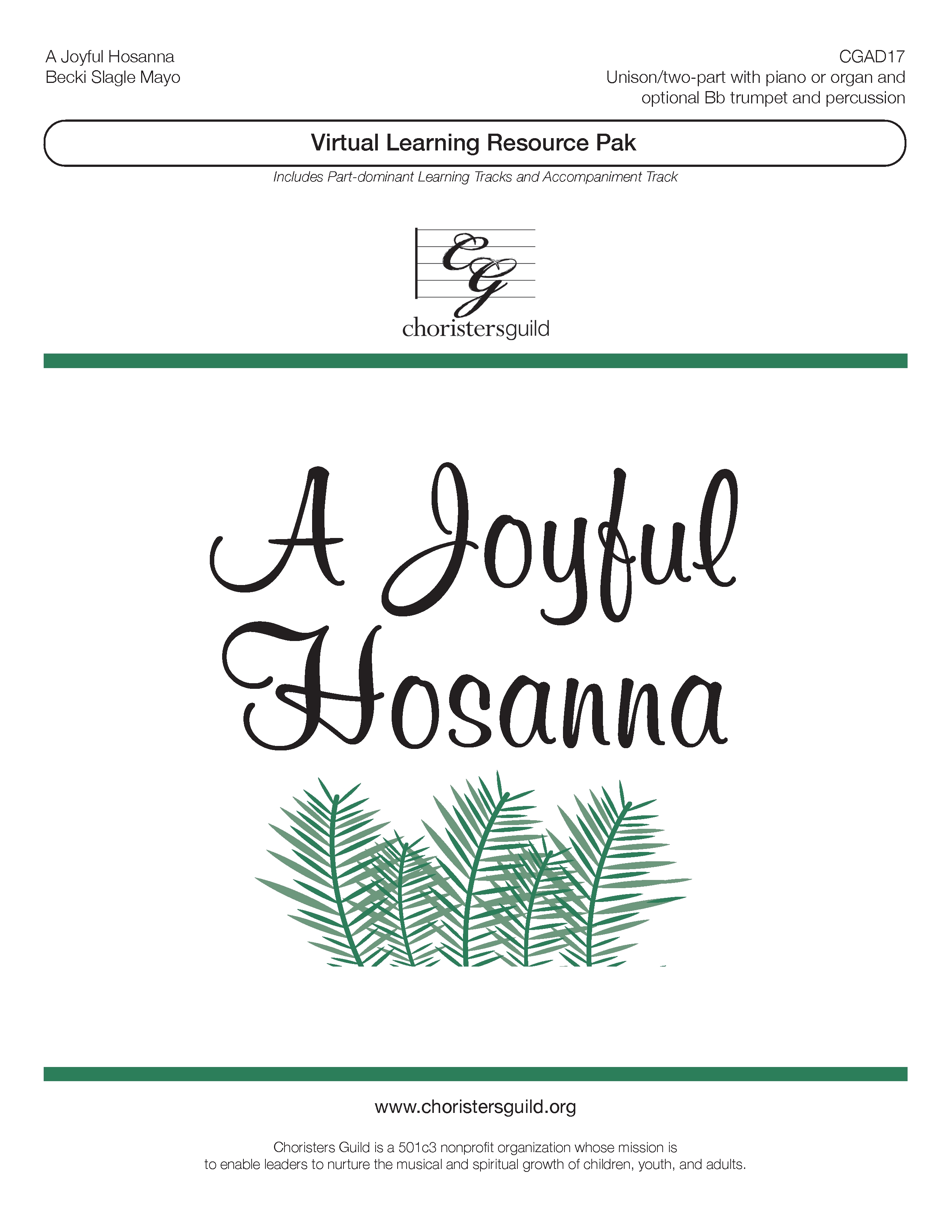 A Joyful Hosanna (Digital Download Pak) - Unison/Two-part