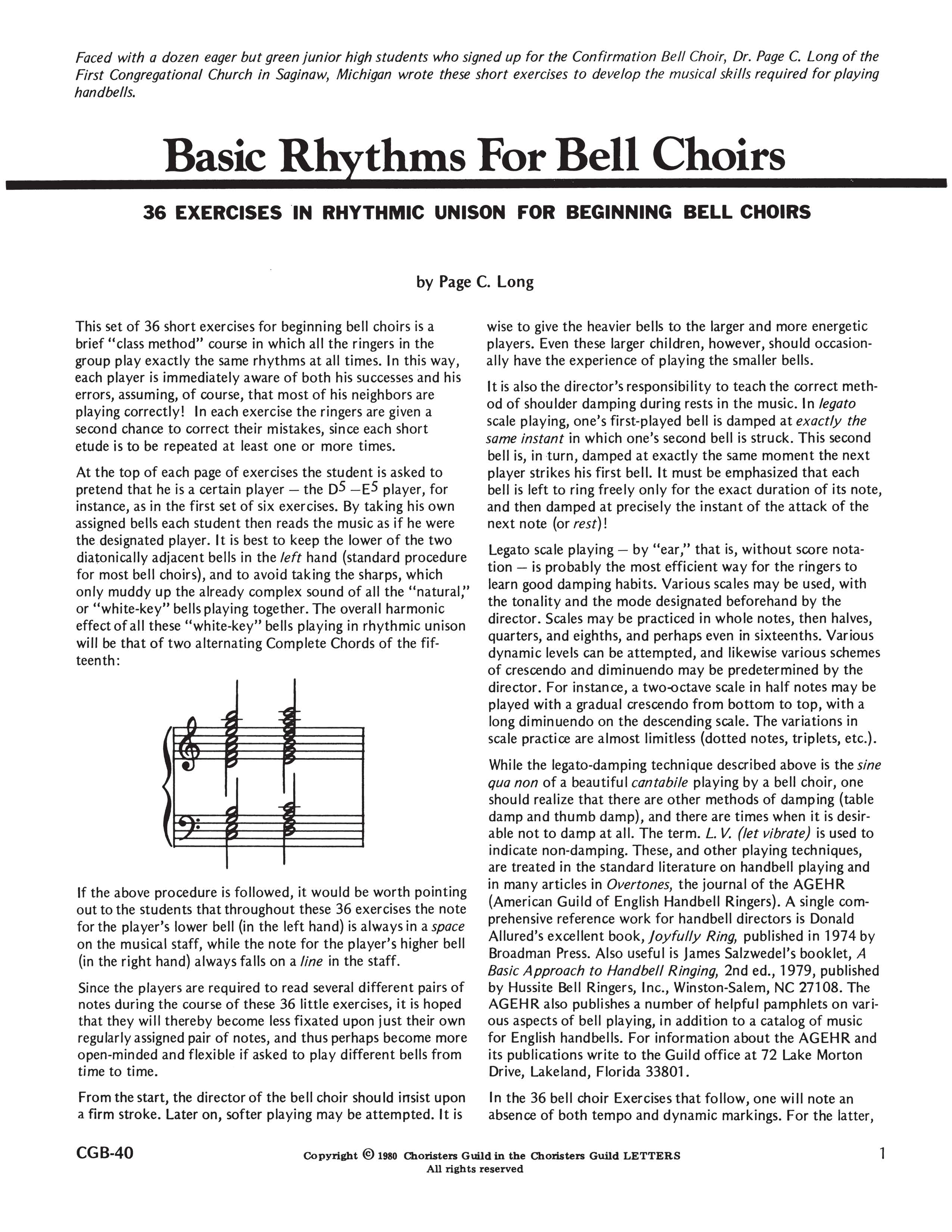 Basic Rhythms for Bell Choirs