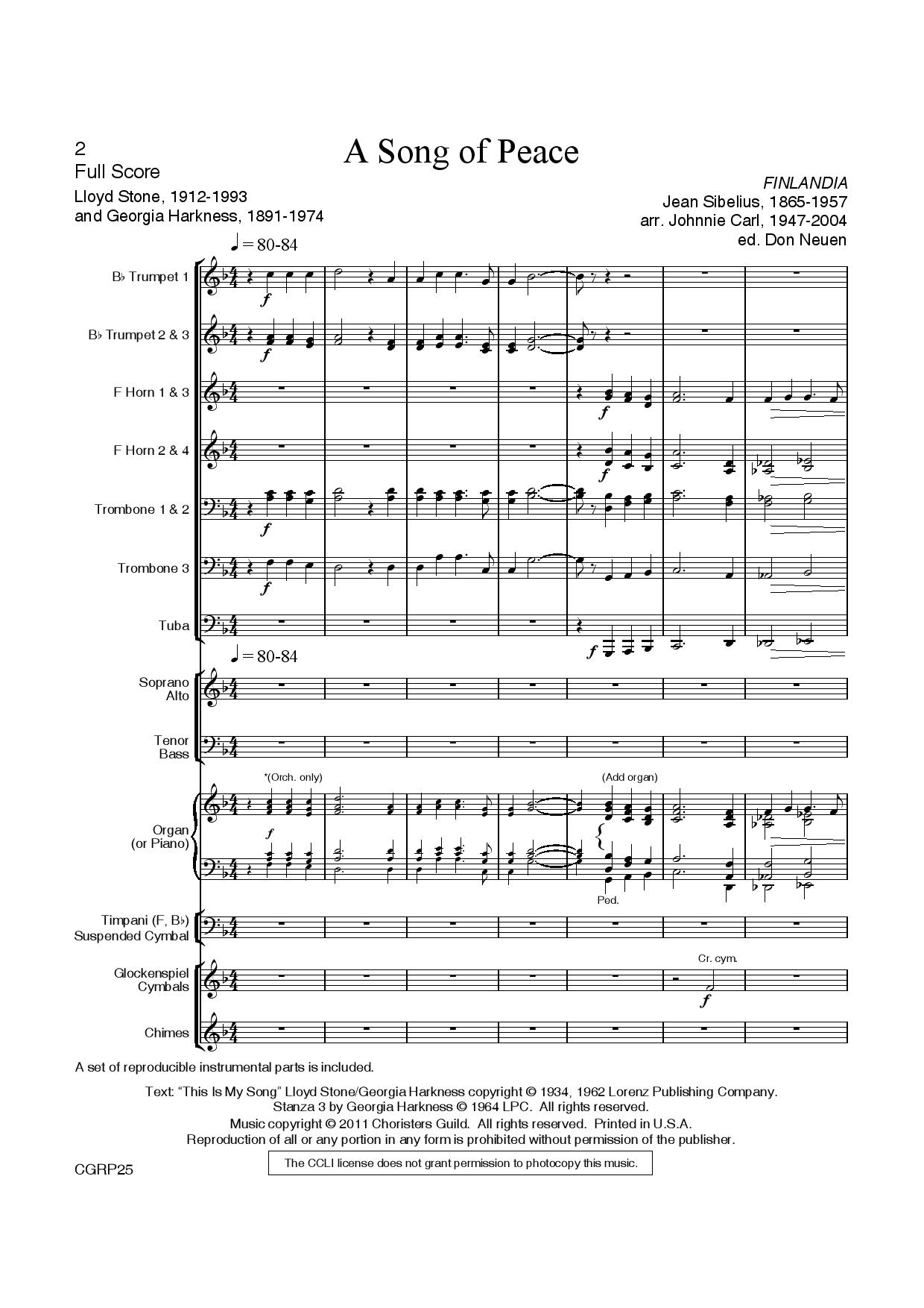 A Song of Peace (Brass and Percussion Score and Parts)