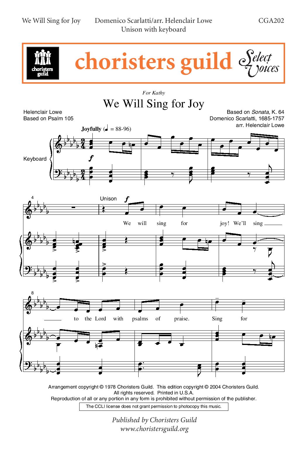 We Will Sing for Joy